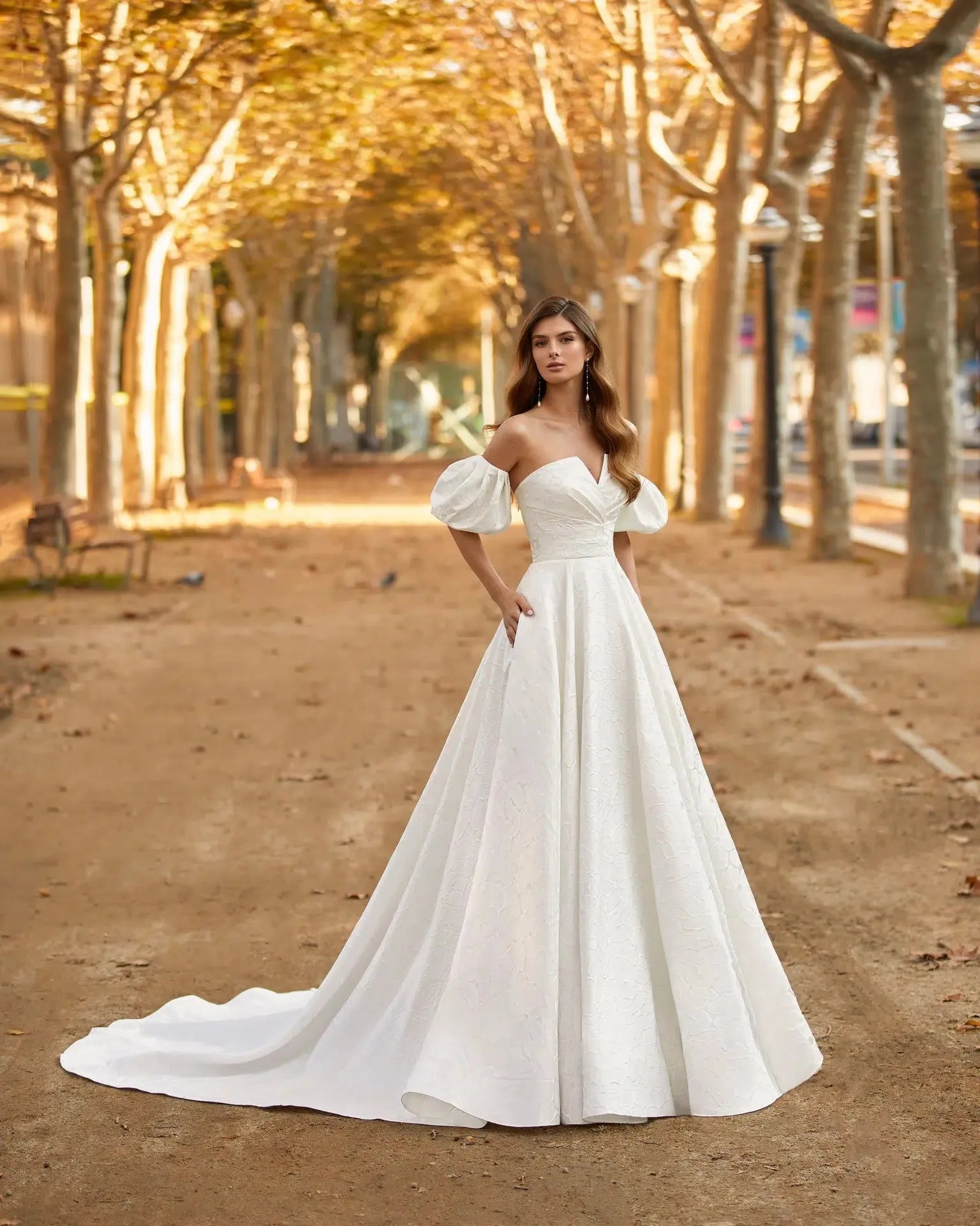 Manches Longues Asos Robe Marie A-Line Wedding Dress With Puffed Sleeves Satin Modern Princess Vestido Manches Longues Asos Robe Marie A-Line Wedding Dress With Puffed Sleeves Satin Modern Princess Vestido
