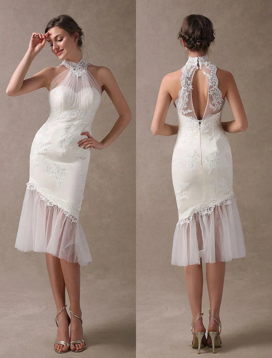Satin Fabric Zip On Back Ankle Length Wedding Dress Vestido De Novia Mermaid Satin Bow Satin Court Train Sleeves Bridal Gowns Modern Princess White