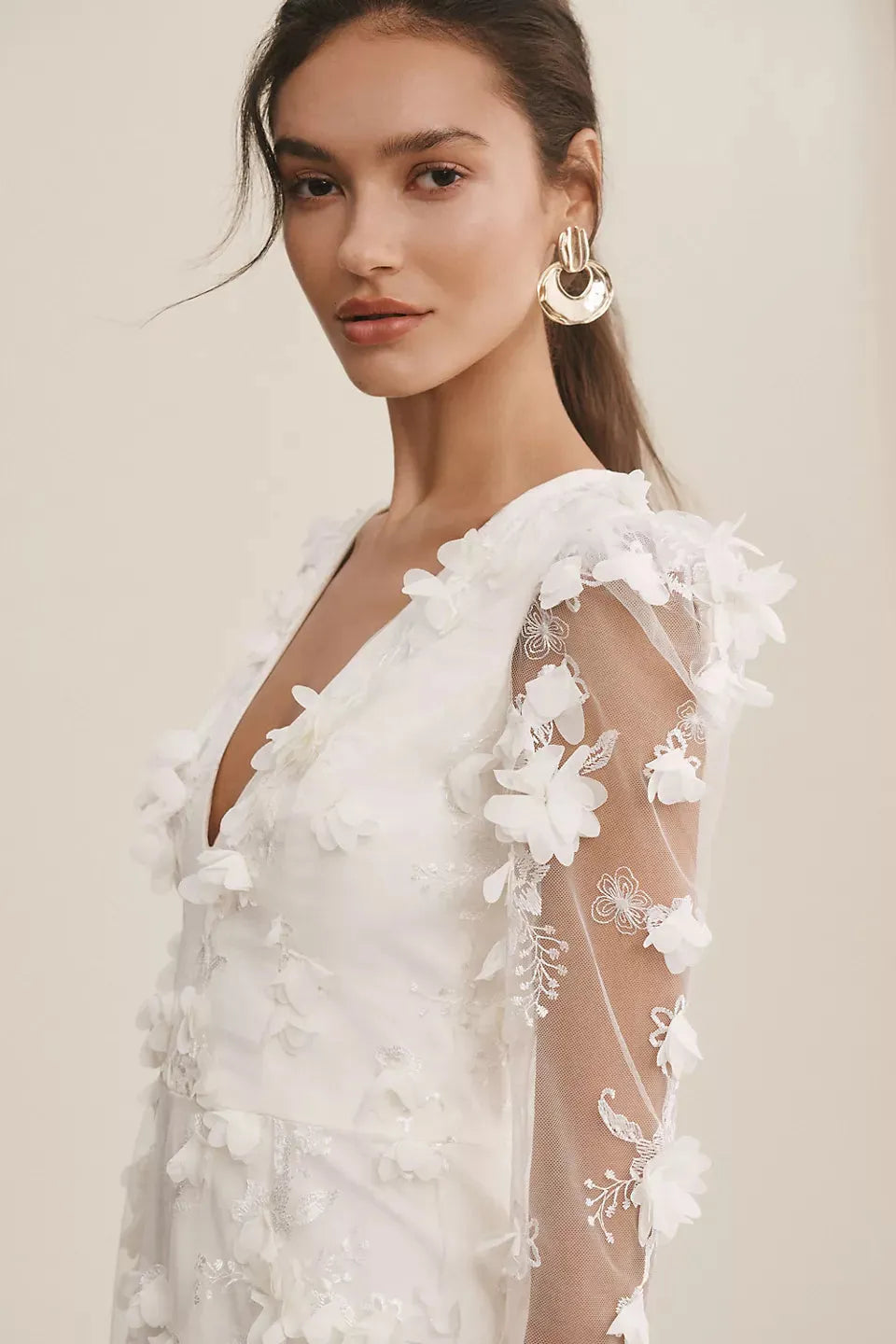 Long-Sleeve V-Neck Floral Maxi Dress