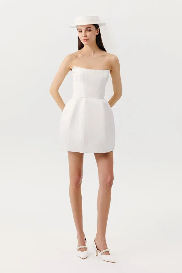 Short Formal Sleeveless Modern Satin Princess Bow Court Train Wedding Dress Vestido De Novia Dress Mermaid Gown