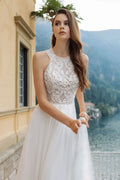 Fall In Love Dress Custom Beach Boho Wedding Dress Halter Neck Hollow Back Lace Appliques A-Line Chiffon Country Bridal Gown