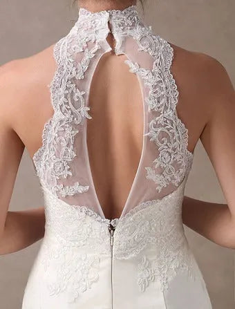 Satin Fabric Zip On Back Ankle Length Wedding Dress Vestido De Novia Mermaid Satin Bow Satin Court Train Sleeves Bridal Gowns Modern Princess White