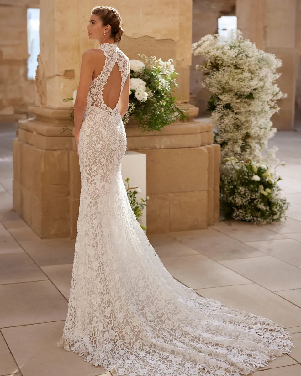 Open Back and Slim Silhouette Wedding Dress Vestido De Novia Modern Princess Bridal Gown Bow Satin Court Train Mermaid Satin