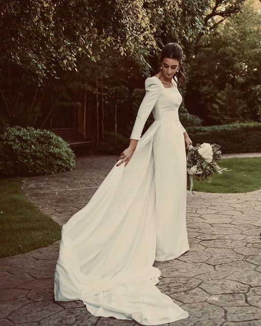 Simple Mermaid Wedding Dresses Halter Boho Wedding Bride Gown Sexy Backless Soft Satin Bridal Dress Robe De Mariee