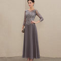 Customized Elegant Chiffon Dress Half Sleeves A Line Lace Wedding Party Gowns Formal Ankle Length Mother Dresses For Bride