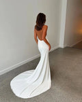 Simple Mermaid Wedding Dresses Halter Boho Wedding Bride Gown Sexy Backless Soft Satin Bridal Dress Robe De Mariee