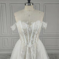 Real Photos Off Shoulder A-line 3D Flowers Lace Wedding Dress With Sequined Appliques Bride Gown For Women Custom Made