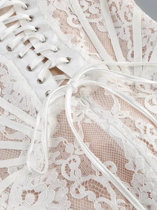 Elegant Mini Wedding Dresses Sexy Lace Bones Corset Back Formal Bride Dress Princess Bridal Wedding Gowns Party Dress