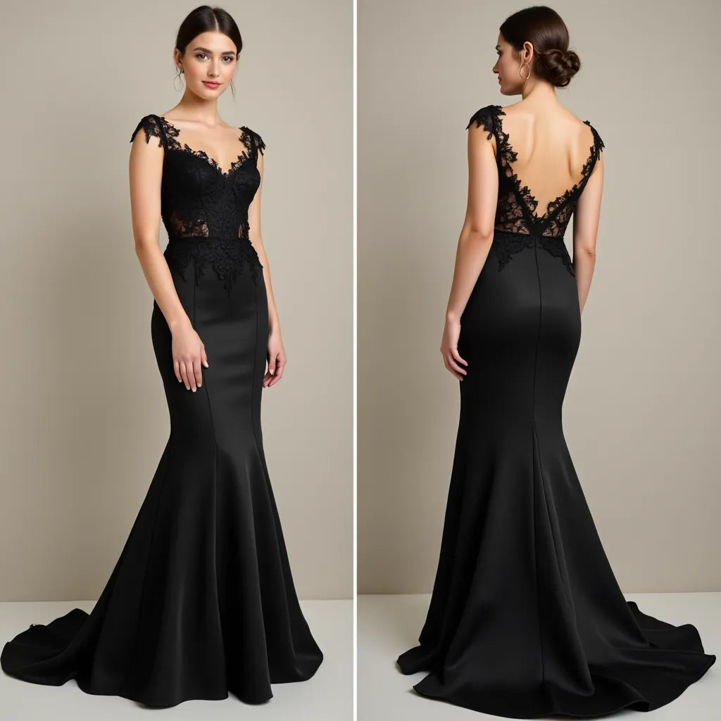 Elegant Black Gothic Wedding Dress with Timeless Dark Aesthetic