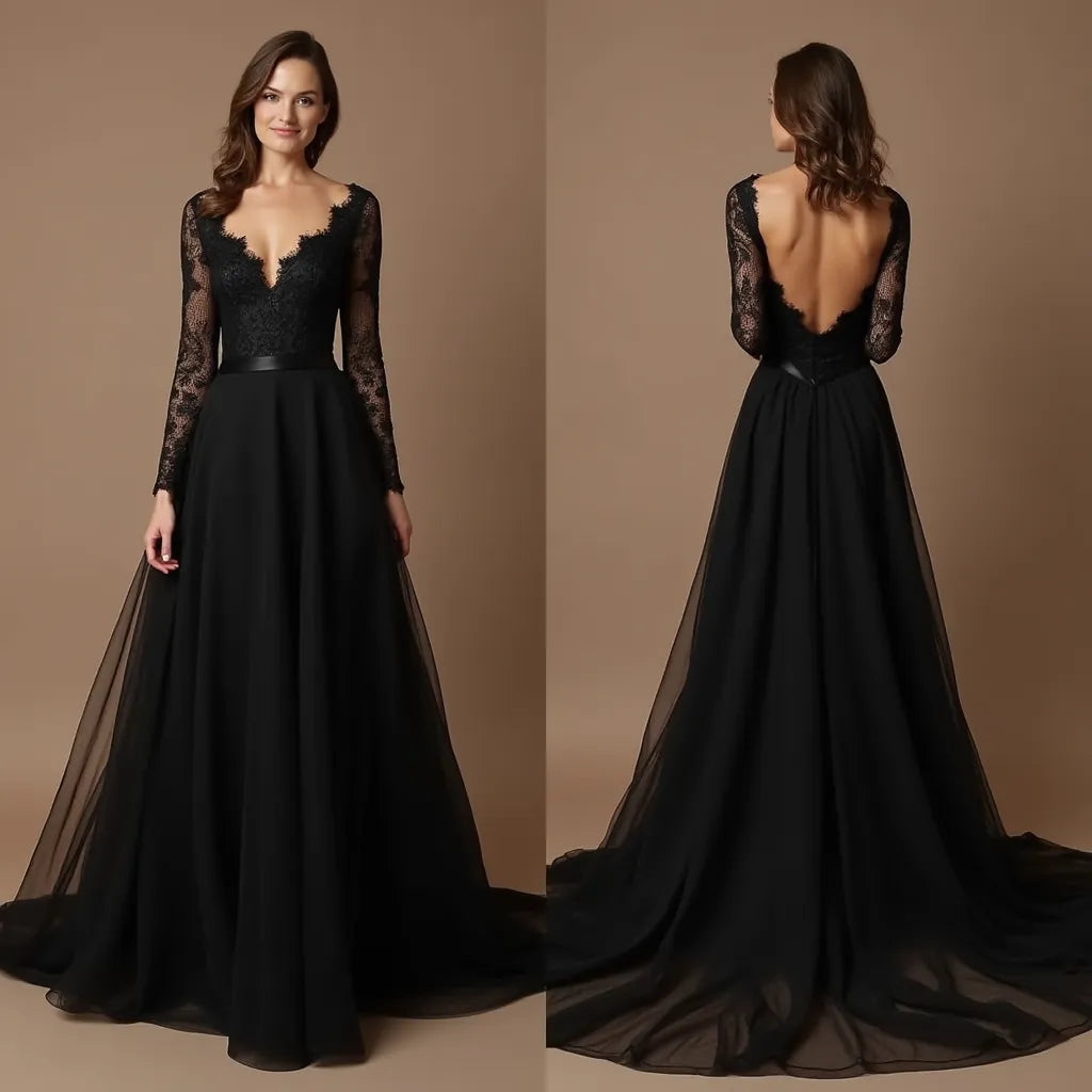 Sleek Black Wedding Dress Gown for Contemporary Edgy Bridal Style