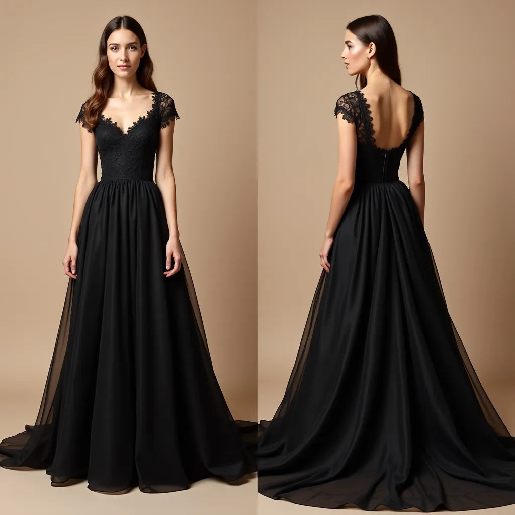 Sophisticated Black Wedding Dress Gown with Bold, Unique Bridal Shape