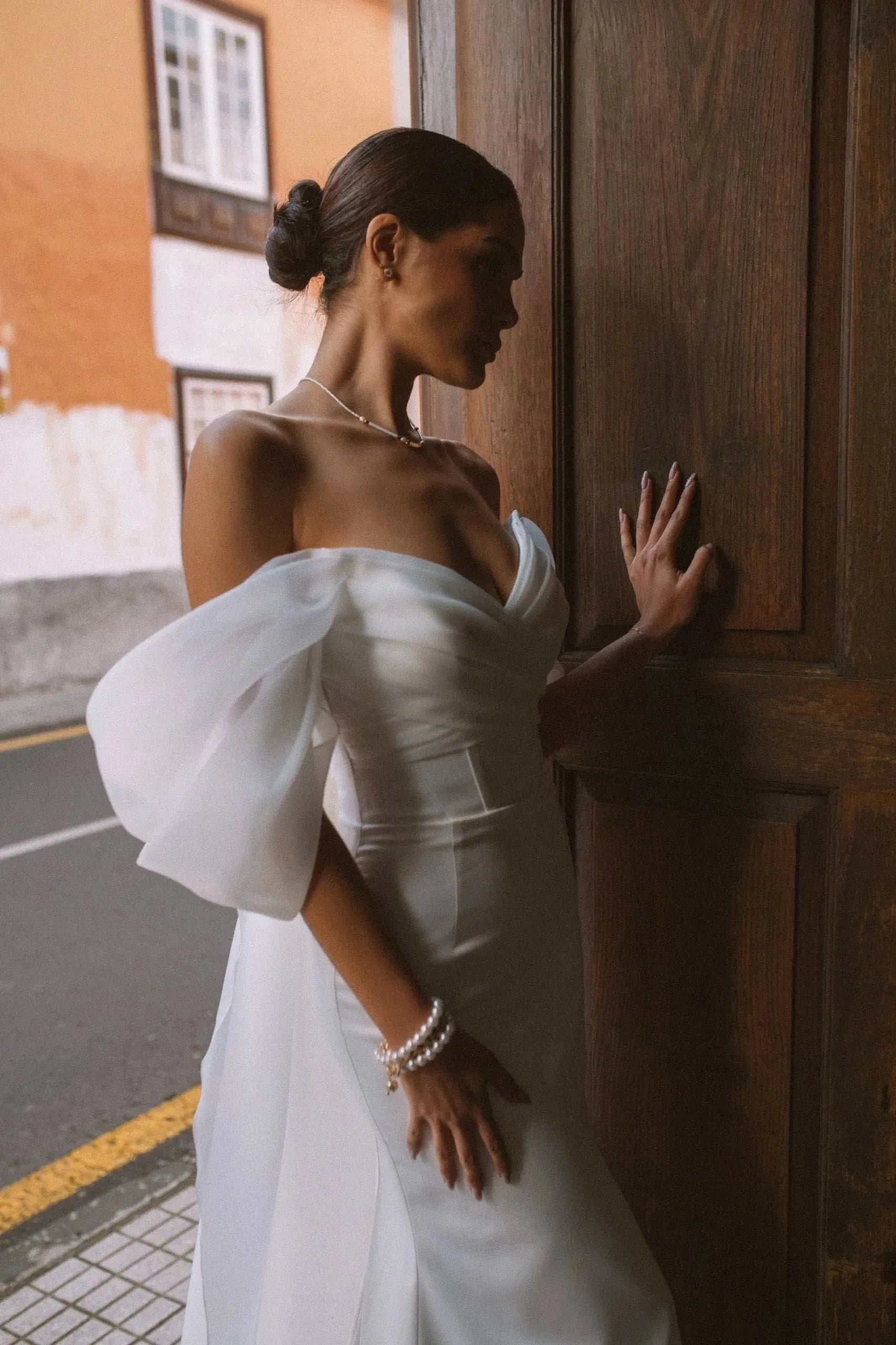 Elegant Sweetheart Mermaid Wedding Dress Women White Off The Shoulder Open Back Satin Bridal Gown Sweep Train Vestidos De Novia