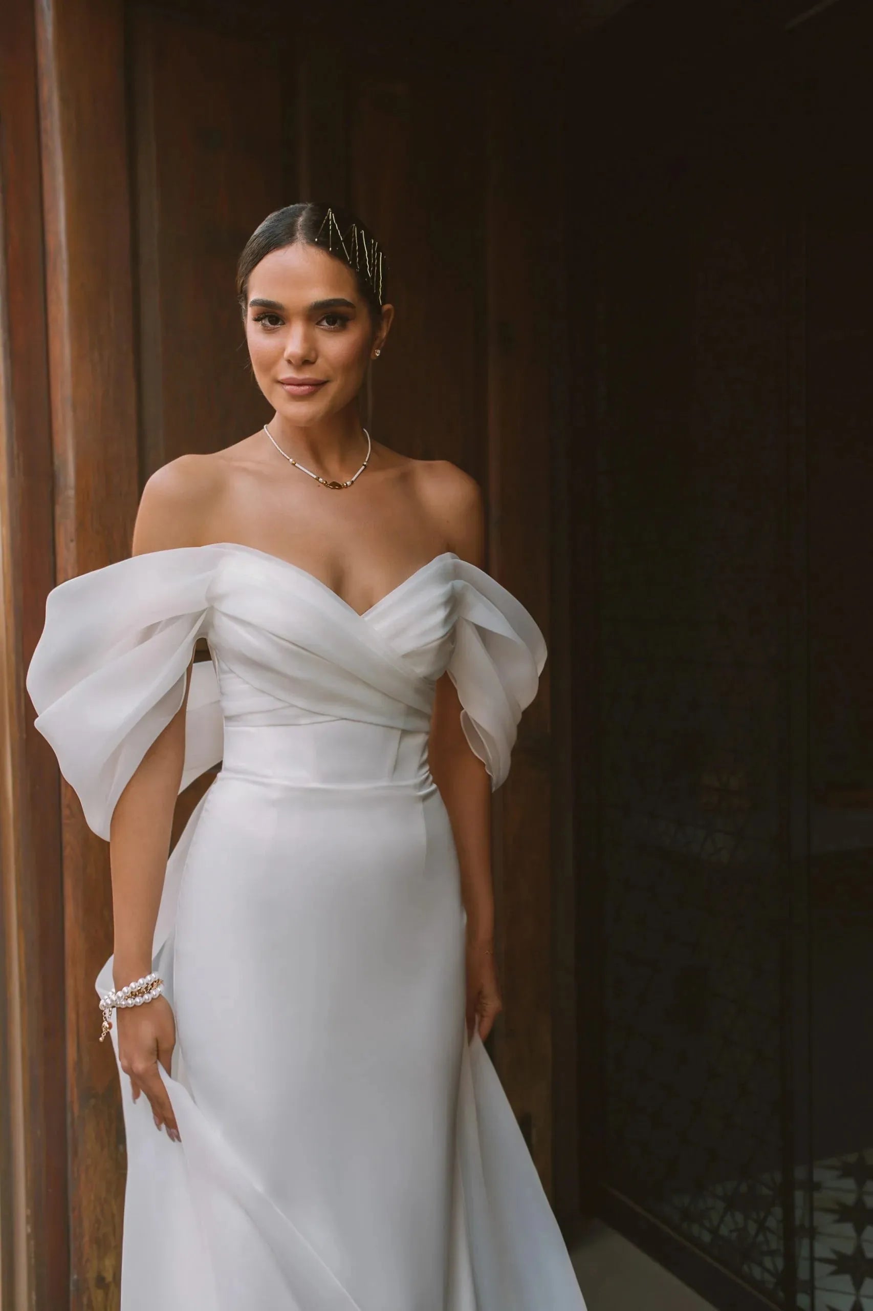 Elegant Sweetheart Mermaid Wedding Dress Women White Off The Shoulder Open Back Satin Bridal Gown Sweep Train Vestidos De Novia