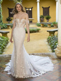 Elegant Mermaid Wedding Dresses Women Open Back Sweetheart Off The Shoulder Bridal Gowns Sweep Train Vestidos De Novia Ivory
