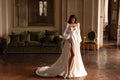 Chic Satin Princess Wedding Dresses Long Sleeves Bride Dress A Line High Slit Bridal Gowns Sweetheart Vestido De Novia