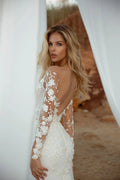 Darla Luxury 3D Floral Mermaid Wedding Dresses Long Sleeve Scoop Neck Lace Appliques Bridal Gowns Vestidos De Novia Custom