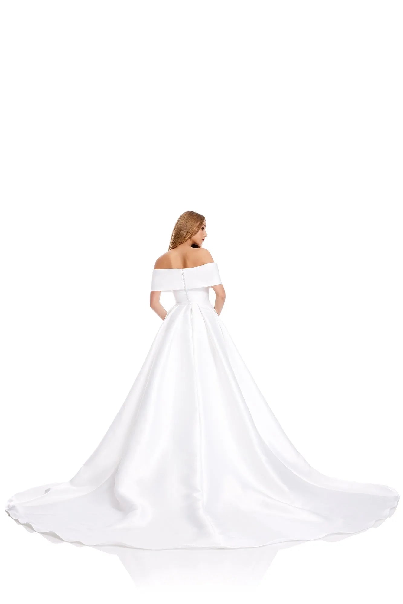 Luxury Solid Wedding Dresses Off The Shoulder V Neck Satin Mermaid Evening Prom Dress With Train Bride Gowns