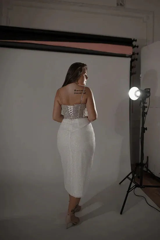 Modern Plus-Size Sparkly Wedding Dress Dress Vestido De Novia Bow Simple Court Train Bridal Gown Satin Mermaid Princess