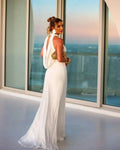 Simple Sexy Halter Neck Wedding Dress For Women Satin Sleeveless Backless Bridal Gown Robe Custom Made Vestido De Novia