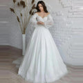 Luxury Lace Tulle Wedding Dresses Women's Elegant Sexy A Line Sweetheart Long Sleeve Princess Formal Bridal Gowns Vestidos Gala White