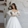 Luxury Lace Tulle Wedding Dresses Women's Elegant Sexy A Line Sweetheart Long Sleeve Princess Formal Bridal Gowns Vestidos Gala