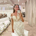 Charming Floral Appliques Lace Mermaid Wedding Dresses Off The Shoulder Illusion Bridal Gowns Robe De Mariée