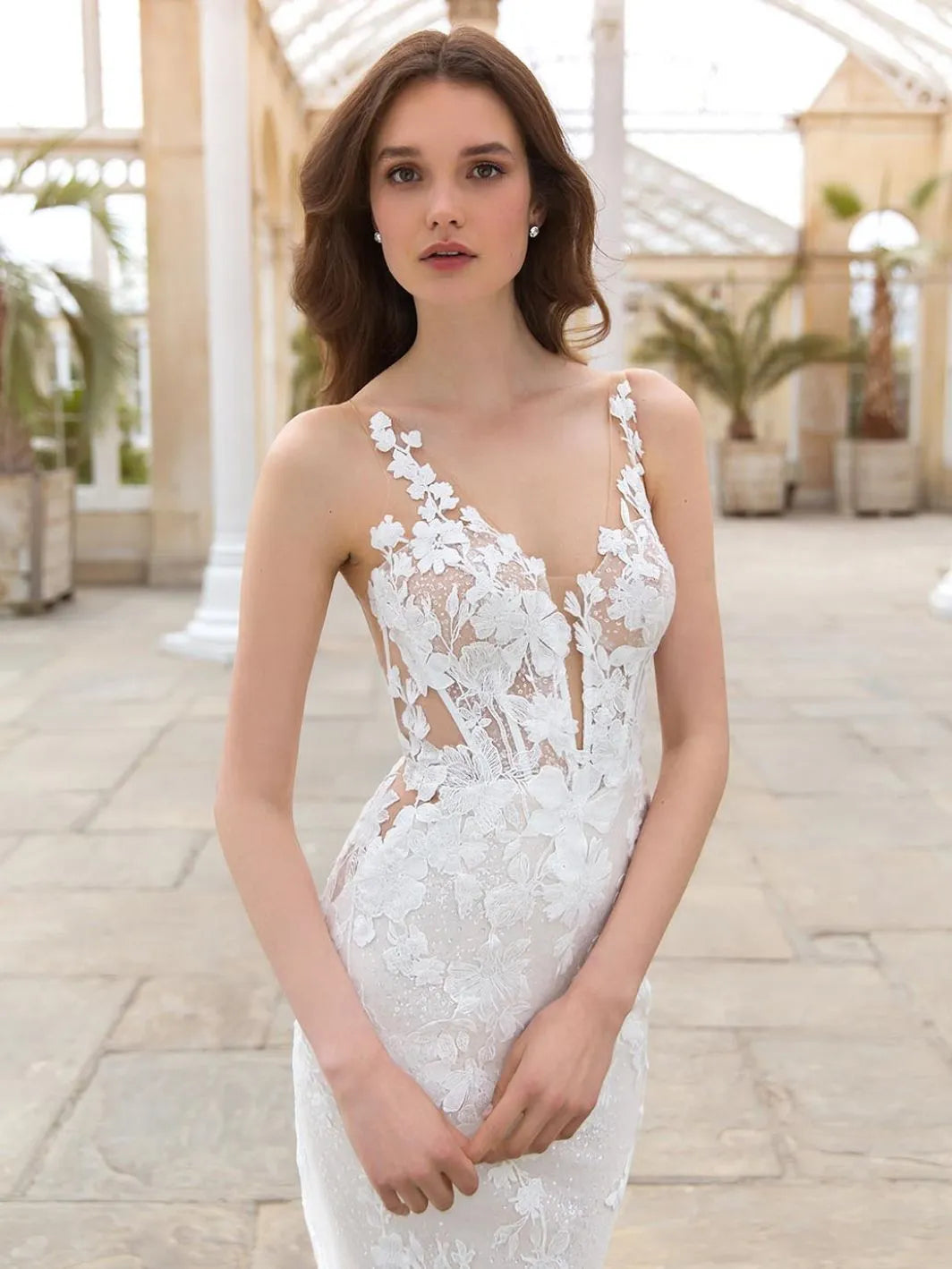 Boho Lace Mermaid Wedding Dress Sexy V Neck Appliques Bride Dresses Puff Tulle Wedding Bridal Gowns