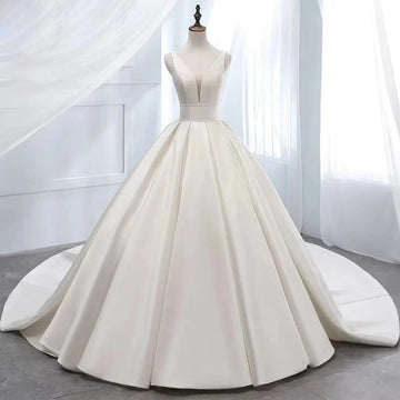 Ivory Satin Wedding Dresses High Quality Bridal Gowns Court Train Wedding Bridal Wear Arrival Fall Winter Vestidos De Novia