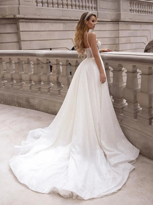 Simple Wedding Dresses Elegant Bridal Gowns Sexy Sleeveless Backless Robes For Formal Party Floor Length Gowns Vestidos De Novia