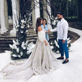 Boho Off The Shoulder Princess Wedding Dress Sweetheart Appliqued Puff Sleeves Bride Dress A-Line Backless For Bride Gown
