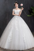 Off The Shoulder Wedding Dress light Appliques Pearls Lace Fashion Wholesale Simple Bride Dress Vestidos De Novia