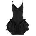 Free Shipping New Bandage Dress Women Spaghetti Strap V-Neck White Ruffles Night Club Sexy Celebrity Party Bodycon Mini Dresses black