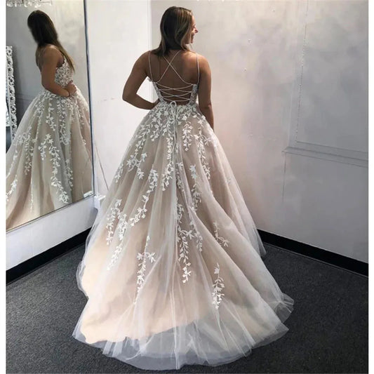 New Simple Lace Boho Wedding Dress Lace Up Plus Size Custom Made Sexy A Line Bridal Dresses Vestido De Noiva Robe De Mariee