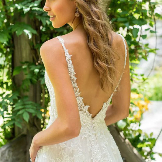 2023 Wedding Dress Calssic Beach Wedding Dress Sleeveless V-neck Backless A-line Vestido De Noiva Robe De Mariee plus