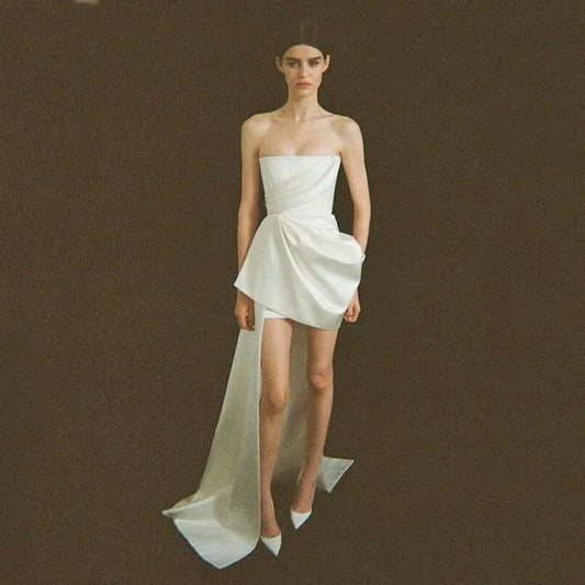 Unique Sexy Elegant Short Prom Dresses Strapless Sleeveless Hi-Lo Women Special Occasion Mini Party Cocktail Gowns Custom Made