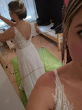 Beach Wedding Dress Side Split Top Lace Boho Bride Dress Sexy Appliques Wedding Gown Custom Made Vestidos De Novia