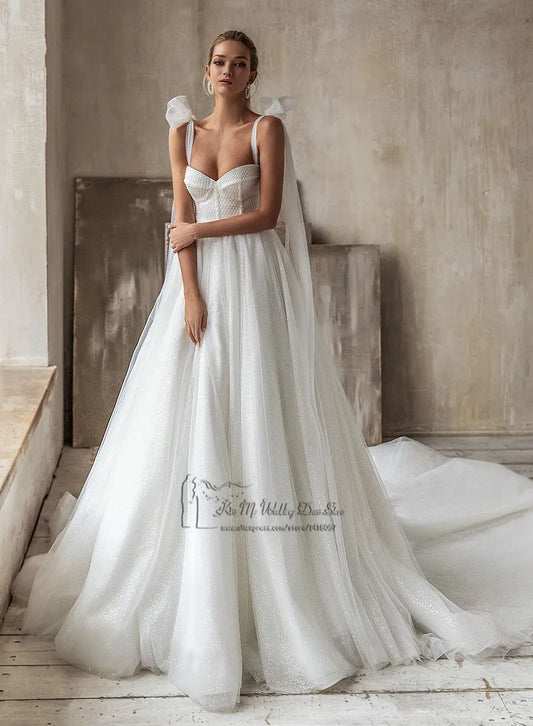 Elegant Sparky Plus Size Wedding Dress 2021 Beads Vestido de Noiva Princesa Wedding Gowns Hot Sale Bridal Dresses Mariage