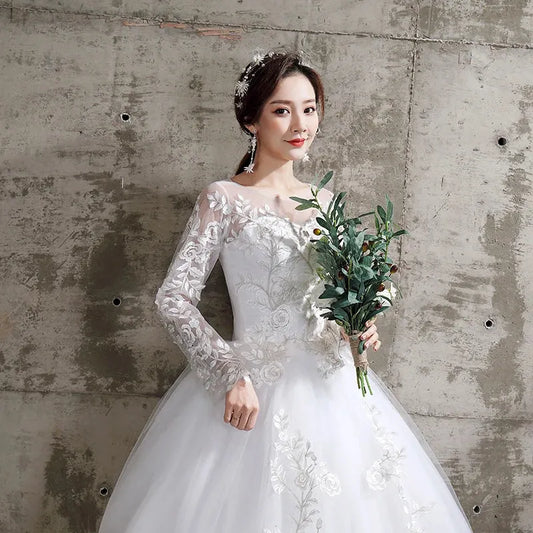Wedding Dress New Birde Long Sleeve Ball Gown Luxury Lace Wedding Dresses Vestido De Noiva Robe De Mariee Plus Size