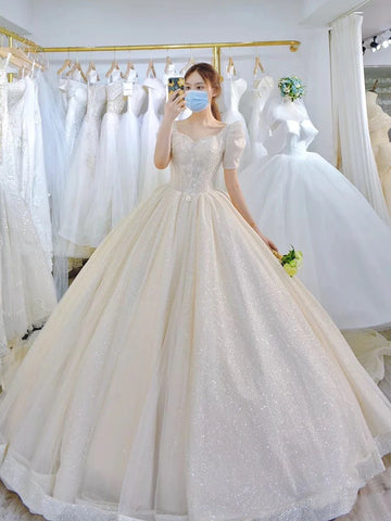 Light Simple Wedding Dress Princess Bride Dress Shiny Ball Gown Wedding Dress Vestido De Noiva