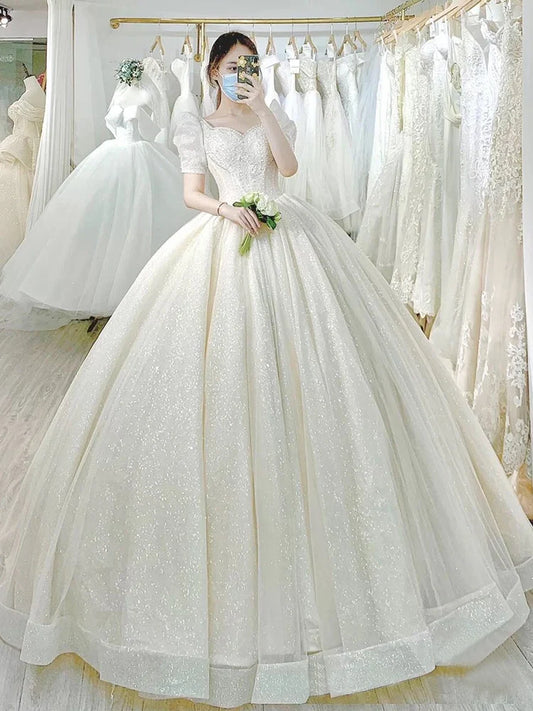 Light Simple Wedding Dress 2023 New Princess Bride Dress Shiny Ball Gown Wedding Dress Vestido De Noiva
