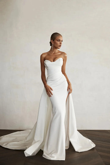 Modern Mermaid Front Slit Bridal Gowns Sweep Train Wedding Gowns Sweetheart Bridal Dresses 2023 Boho Women Custom Made