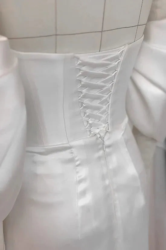 Prom Dream Satin Mermaid Princess Bridal Gown Vestido De Novia Bow Simple Court Train Wedding Dress Dress