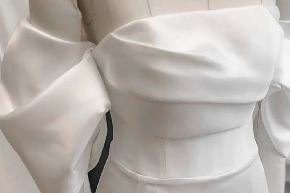 Prom Dream Satin Mermaid Princess Bridal Gown Vestido De Novia Bow Simple Court Train Wedding Dress Dress