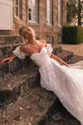 Luxury Wedding Dresses A Line Women's Sexy Flowers Sleeveless Off Shoulder Elegant Soft Bride Gown Formal Vestidos De Novia