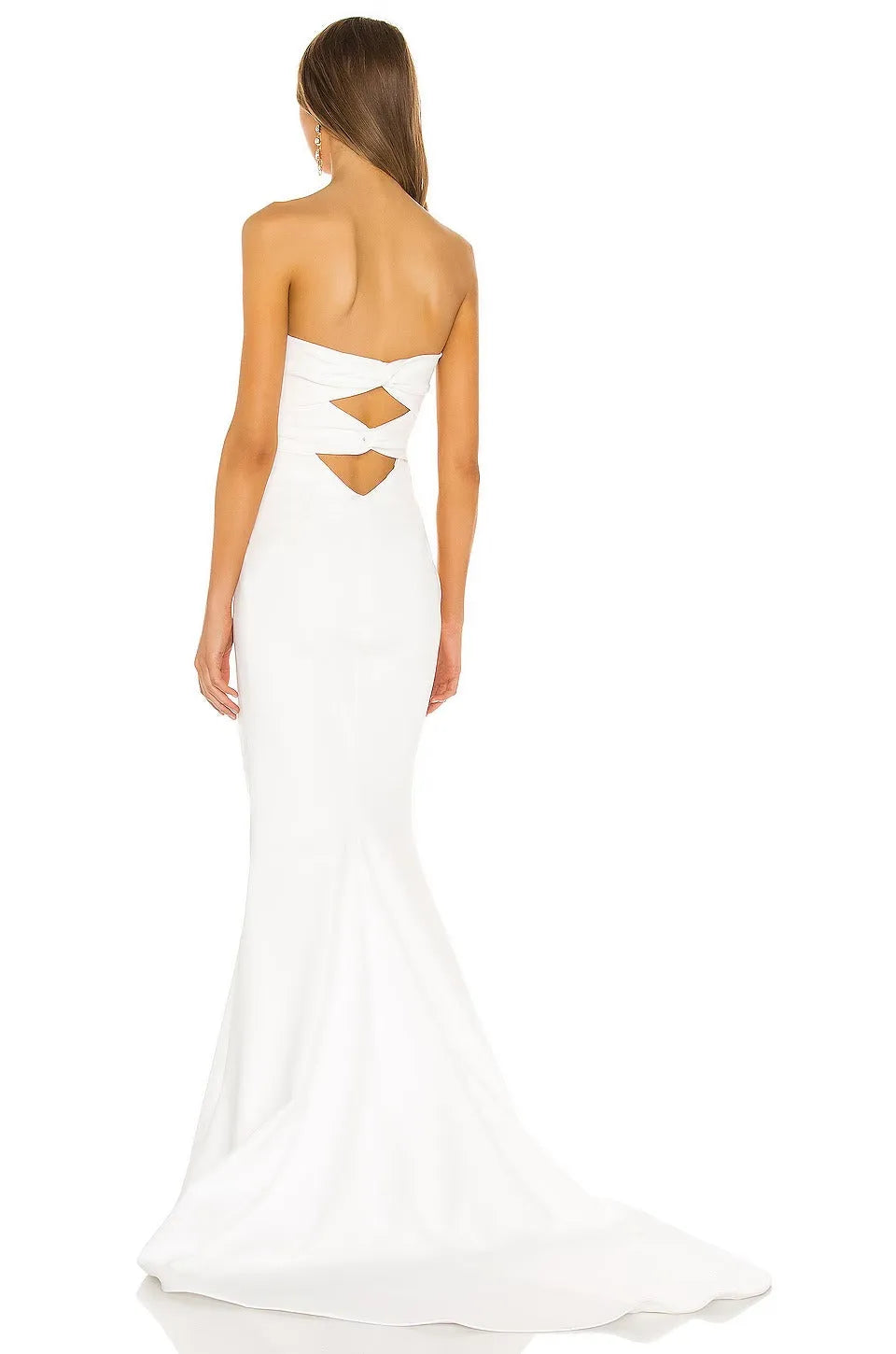 White Sleeveless Long Satin Wedding Dress Vestido De Novia Bridal Gown Modern Bow Court Train Princess Mermaid