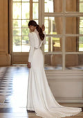 Elegant Wedding Dresses Muslim Bridal Gowns Full Sleeves Satin Robes For Formal Party Sheath Mermaid Vestidos De Novia
