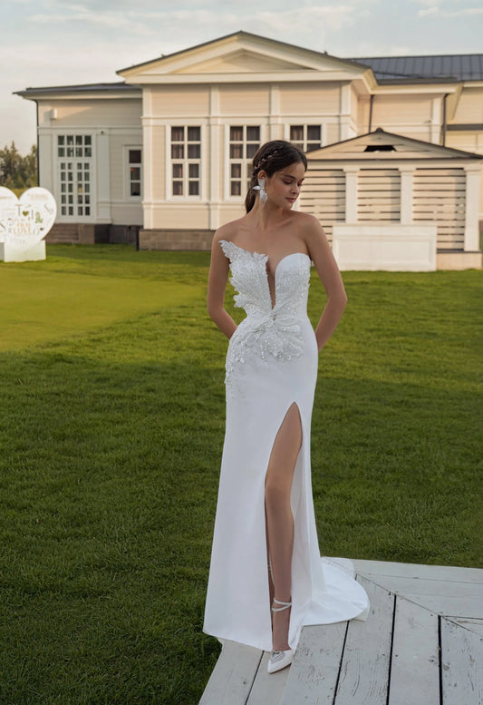Sexy Sleeveless Backless Wedding Dress Sparkly Sequins Appliques Bride Robe Elegant Long Bridal Gown Robe De Mariée