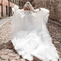 Spaghetto Straps Wedding Dress Lace Appliques Detachable Sleeve Modern A-Line Bride Gown Backless Train Robe de mariée