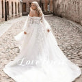 Spaghetto Straps Wedding Dress Lace Appliques Detachable Sleeve Modern A-Line Bride Gown Backless Train Robe de mariée
