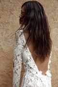 Sexy Deep V-neck Weeding Dress Appliques Pearls Bride Robe Graceful Floor-length Bridal Dresses Vestidos De Novia